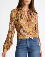 SKYLA Long Sleeve Ruffle Blouse in Floral Crepe