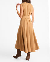 SUNNY Sleeveless Midi Dress with Front Zipper in Stretch Crepe
