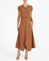 JOHANNA Mix Media Cap Sleeve Midi Dress