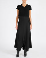 JOHANNA Mix Media Cap Sleeve Midi Dress