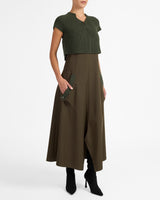 JOHANNA Mix Media Cap Sleeve Midi Dress