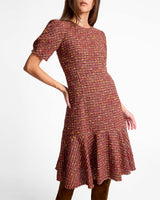 DASIA Sheath Tweed Dress with Puff Sleeves