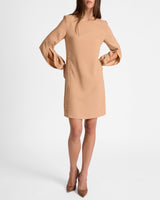 PAULI Shift Dress with Grommet Detail in Satin Back Crepe