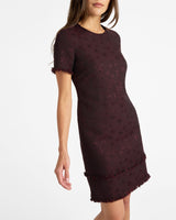 MELANIA Short Sleeve Shift Dress in Tonal Jacquard
