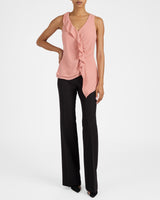 TYRA Sleeveless Top with Asymmetric Ruffles