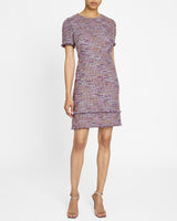 MELANIA Short Sleeve Shift Dress in Luxury Tweed