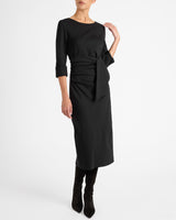 TRINITY Midi Sheath Dress in Viscose Blend Stretch Punto Milano