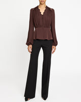 LANA Long Sleeve Silk Ruffle Top