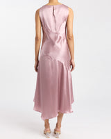 WYNN Sleeveless Midi Sheath Dress in Silk Charmeuse