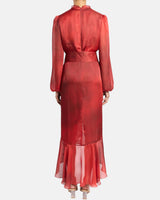 COCO Midi Dress in Ombre Polka Dot Printed Georgette