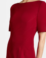 INEZ Short Sleeve Midi A Line Dress in Soft Stretch Crepe