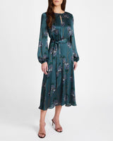 AUBREE Long Sleeve Printed Midi Dress
