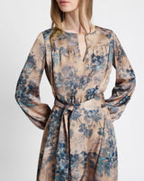 AUBREE Long Sleeve Midi Dress in Floral Print