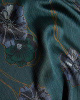 DRAKE Long Sleeve Printed Shift Dress with Ruffled Skirt