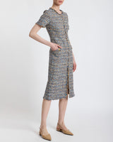 NISHA Short Sleeve Midi Sheath Tweed Dress