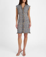 TUSCANY Cap Sleeve V-Neck Sheath Tweed Dress
