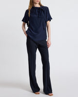 ATHENA Silk Blouse with Short Flutter-Sleeves