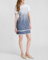 MELANIA Short Sleeve Shift Dress in Ombre Tweed
