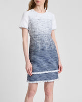 MELANIA Short Sleeve Shift Dress in Ombre Tweed