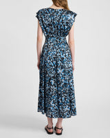 MANDY Faux-Wrap Cap Sleeve Midi Floral Dress.