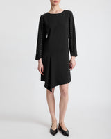 ESSIE Shift Dress with Grommet Detail in Soft Crepe