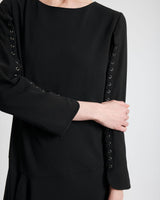 ESSIE Shift Dress with Grommet Detail in Soft Crepe