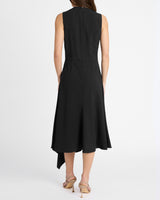 KYLIE Sleeveless Asymmetric Midi Crepe Dress