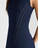 KYLIE Sleeveless Asymmetric Midi Crepe Dress