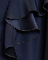 MANDY Ruffled Faux Wrap Silk Midi Dress