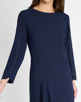 ESSIE Shift Dress with Grommet Detail in Soft Crepe