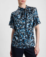 ATHENA Floral Blouse with Short Flutter Sleeves