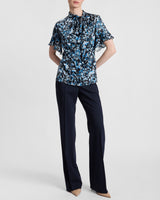 ATHENA Floral Blouse with Short Flutter Sleeves