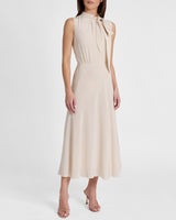 PETRA Sleeveless Mock Neck Silk Midi Dress