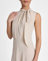 PETRA Sleeveless Mock Neck Silk Midi Dress