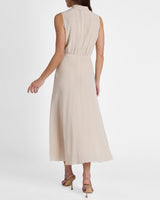 PETRA Sleeveless Mock Neck Silk Midi Dress