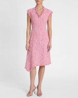 CICI Asymmetric A-Line Dress in Cotton Blend Tweed