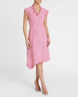 CICI Asymmetric A-Line Dress in Cotton Blend Tweed