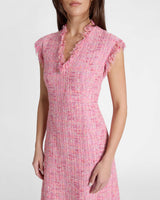 CICI Asymmetric A-Line Dress in Cotton Blend Tweed