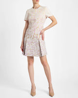 INDIRA Short Sleeve A-Line Dress in Ombré Jacquard