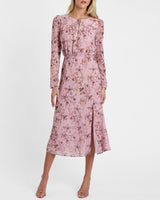 TESSA Long Sleeve Midi Dress in Floral Georgette