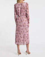 TESSA Long Sleeve Midi Dress in Floral Georgette