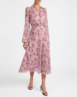 AMAL Long Sleeve Midi Dress in Floral Georgette