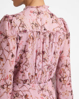 AMAL Long Sleeve Midi Dress in Floral Georgette