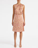 DALBY Sleeveless A-line Dress in Floral Silk Blend
