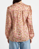 BLAINE Long Sleeve Buttoned Blouse in Floral Silk Blend