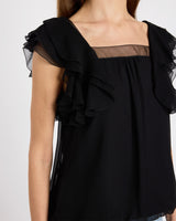 CHASS Ruffle Blouse in Silk Georgette