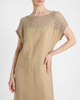HARMONY Crocheted Cap Sleeve Linen Maxi Dress