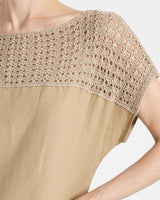 HARMONY Crocheted Cap Sleeve Linen Maxi Dress