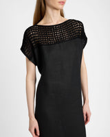 HARMONY Crocheted Cap Sleeve Linen Maxi Dress