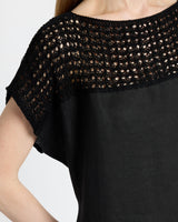 HARMONY Crocheted Cap Sleeve Linen Maxi Dress